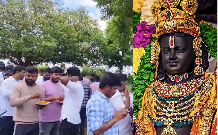 ರಾಮಲಲ್ಲಾ ಶಿಲೆ ಸಿಕ್ಕ ಸ್ಥಳದಲ್ಲಿ ದೇವಸ್ಥಾನ ನಿರ್ಮಾಣಕ್ಕೆ ದಲಿತ ಸಂಘಟನೆ ವಿರೋಧ: ಫ್ಲೆಕ್ಸ್​ ಹರಿದು ದಾಂಧಲೆ