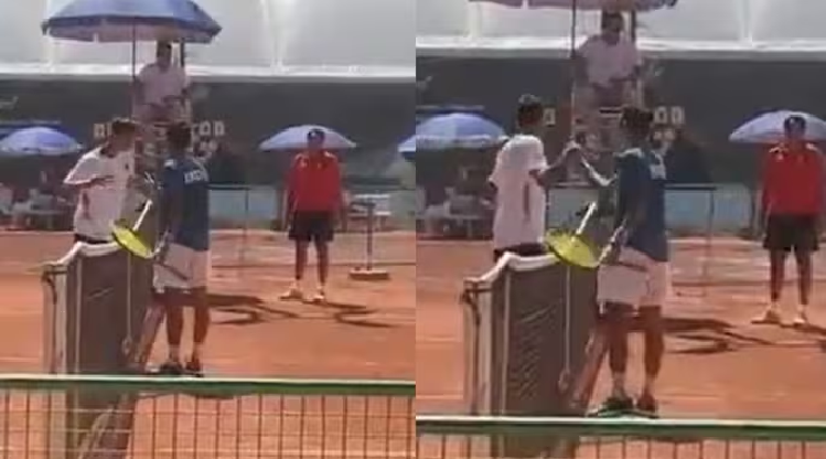 U16 ಡೇವಿಸ್ ಕಪ್‌ನಲ್ಲಿ ಭಾರತದ ಆಟಗಾರನೊಂದಿಗೆ ಪಾಕಿಗಳ ಆಕ್ರಮಣಕಾರಿ ವರ್ತನೆ; ನೆಟ್ಟಿಗರಿಂದ ಆಕ್ರೋಶ