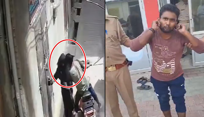 ಬುರ್ಕಾದಾರಿ ಮಹಿಳೆಗೆ ಮುತ್ತಿಟ್ಟು ಪರಾರಿ; ಯುಪಿ ಪೊಲೀಸರಿಂದ ಆರೋಪಿಗೆ ಲಾಠಿ ರುಚಿ