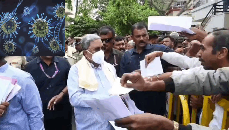 ಕೋವಿಡ್​ ಹೆಚ್ಚಳ: ಜನರ ಅಹವಾಲು ಸ್ವೀಕರಿಸಲು ಮಾಸ್ಕ್​ ಧರಿಸಿ ಬಂದ CM