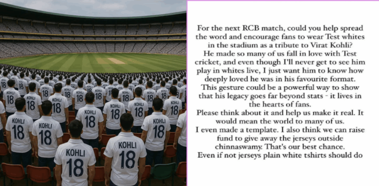 ಮುಂದಿನ RCB ಪಂದ್ಯಕ್ಕೆ ಬಿಳಿ ಜರ್ಸಿ ಧರಿಸಿ ಬರಲು ಅಭಿಮಾನಿಗಳಿಂದ ಅಭಿಯಾನ