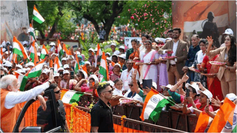 ಗುಜರಾತ್​ನಲ್ಲಿ ಮೋದಿ ರೋಡ್​ಶೋ; ಕರ್ನಲ್ ಸೋಫಿಯಾ ಕುಟುಂಬಸ್ಥರಿಂದ ಮೋದಿಗೆ ಪುಷ್ಪವೃಷ್ಟಿ