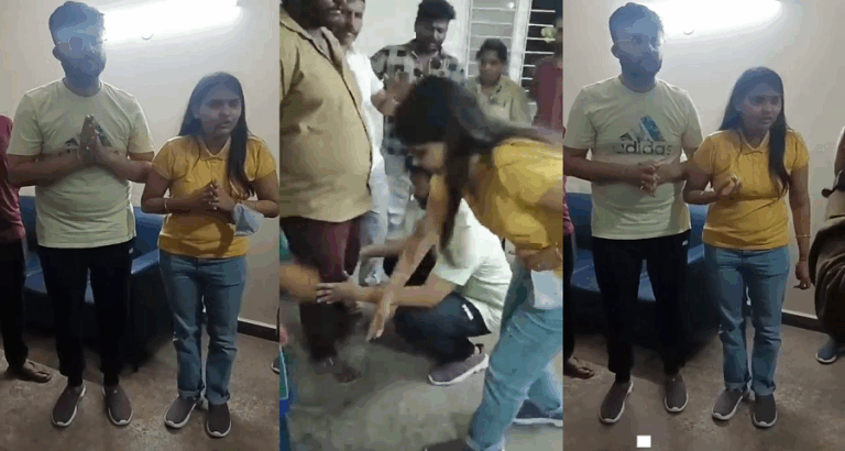 ಆಟೋ ಚಾಲಕನಿಗೆ ಚಪ್ಪಲಿಯಲ್ಲಿ ಹೊಡೆದ ಪ್ರಕರಣ; ಚಾಲಕನ ಕಾಲಿಗೆ ಬಿದ್ದು ಕ್ಷಮೆ ಕೇಳಿದ ಮಹಿಳೆ