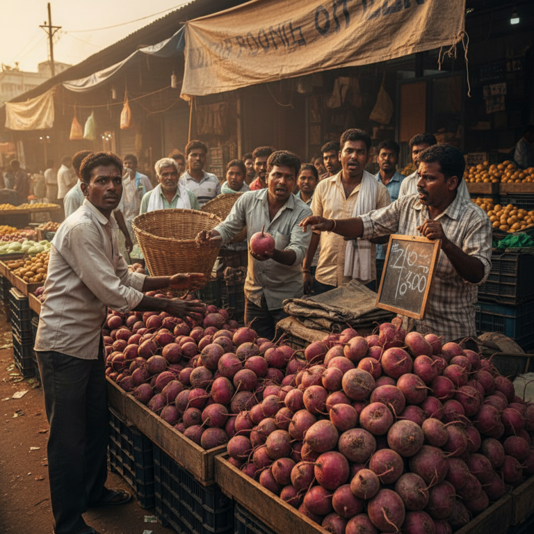 ದಕ್ಷಿಣದಲ್ಲಿ ಹೆಚ್ಚಿದ ಬೇಡಿಕೆ: ರಾಮನಗರ ಮಾರುಕಟ್ಟೆಯಲ್ಲಿ ಗಗನಕ್ಕೇರಿದ ಬೀಟ್‌ರೂಟ್ ಬೆಲೆ, ಉತ್ತರದಲ್ಲಿ ಮಂದಗತಿ