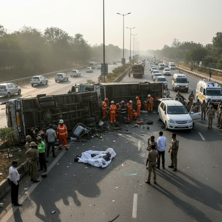 ಹೊಸಪೇಟೆ ಬಳಿ NH-50ರಲ್ಲಿ ಭೀಕರ ಸರಣಿ ಅಪಘಾತ: ಇಬ್ಬರು ಸಾವು, ಹಲವರಿಗೆ ಗಾಯ