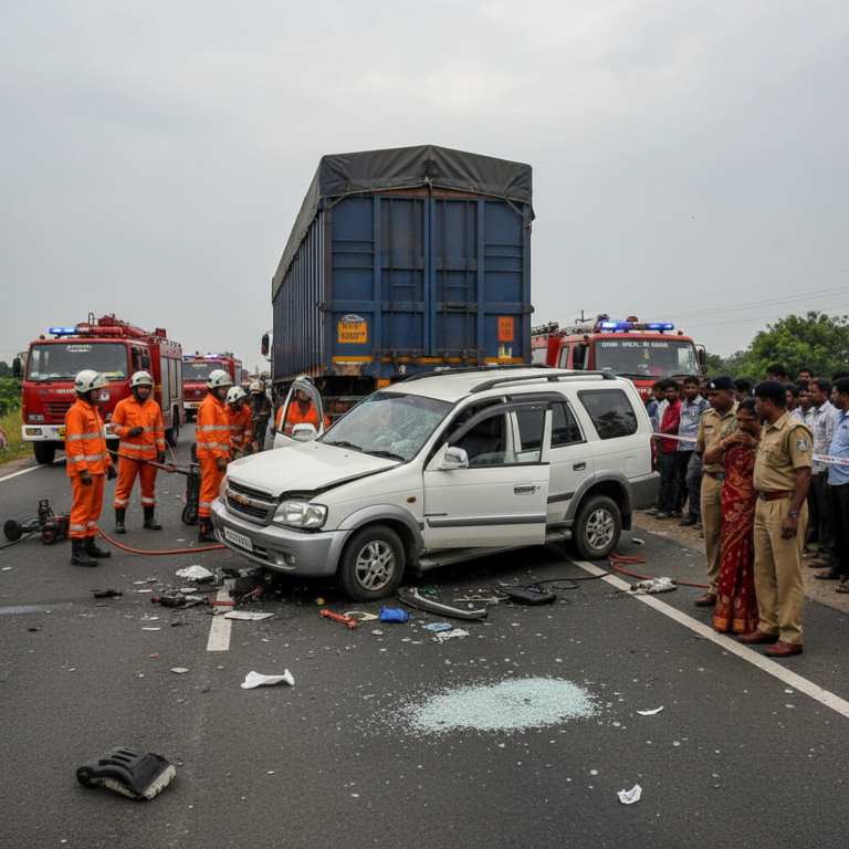 ಕಲಬುರಗಿಯಲ್ಲಿ ಭೀಕರ ರಸ್ತೆ ಅಪಘಾತ: ಲಾರಿಗೆ ಕ್ರೂಸರ್ ಡಿಕ್ಕಿ, ಒಂದೇ ಕುಟುಂಬದ ಐವರ ದುರ್ಮರಣ