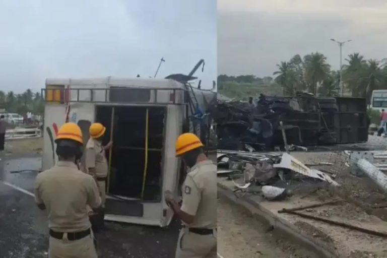 ಬಿಡದಿ ಬಳಿ ಕೋಳಿಕೋಡ್-ಬೆಂಗಳೂರು ಕೆಎಸ್ಆರ್ಟಿಸಿ ಬಸ್ ಪಲ್ಟಿಯಾಗಿ ಚಾಲಕ ಮತ್ತು ಕಂಡಕ್ಟರ್ ಸಾವು
